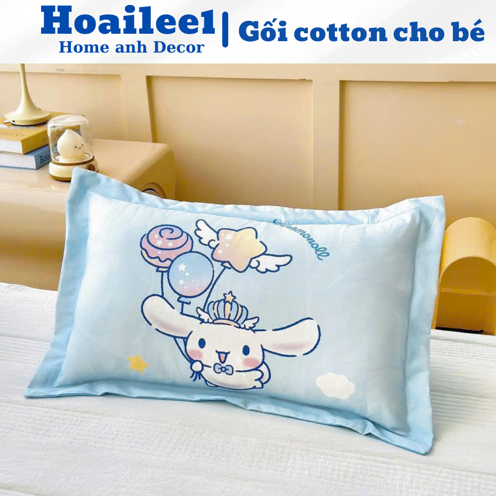 Gối cho bé đi học HOAILEE1 vỏ gối dễ thương kute mẫu mã đa dạng chất liệu cotton 100% kích thước 30x50cm