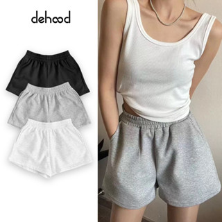 Quần short đùi Dehood cạp chun quần cộc nam nữ có túi chất nỉ ép mềm mịn không nhăn không xù