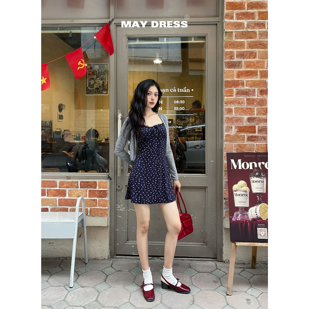 [ẢNH THẬT] Váy Hai Dây Ngắn Chữ A Ôm Body Hoa Nhí Viên Ren Mix Áo Khoác Ngoài - MAY DRESS | BigBuy360 - bigbuy360.vn