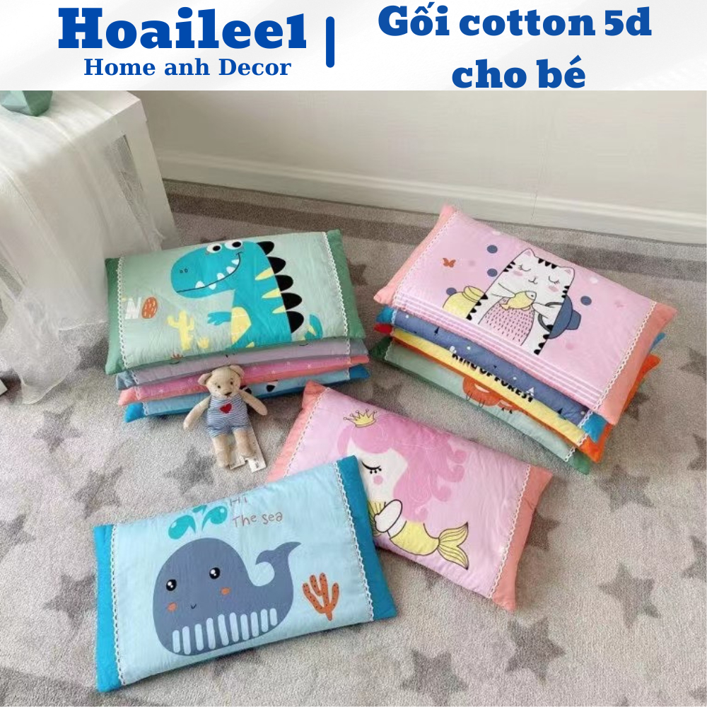 Gối trẻ em cottong cho bé từ 1 tuổi gối cho bé chống méo đầu bẹp đầu [ảnh thật] kích thước 30x50cm m