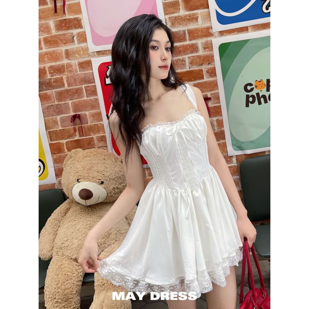 [ẢNH THẬT] Váy Hai Dây Viền Ren Dáng Xòe Ôm Fit Eo Nàng Thơ Siêu Xinh - MAY DRESS | BigBuy360 - bigbuy360.vn