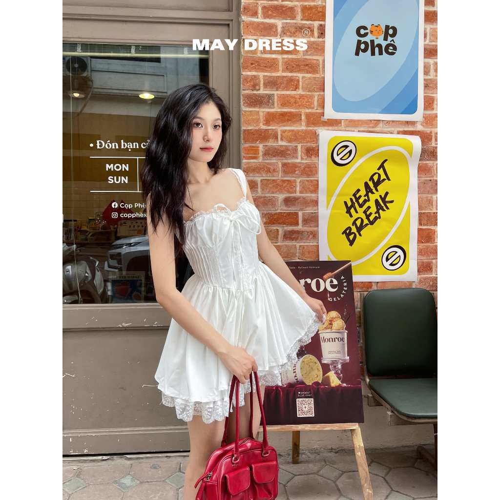 [ẢNH THẬT] Váy Hai Dây Viền Ren Dáng Xòe Ôm Fit Eo Nàng Thơ Siêu Xinh - MAY DRESS | BigBuy360 - bigbuy360.vn