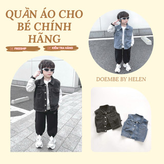 Áo khoác gile denim phối túi cho bé trai  Shopee Doembe QCCC