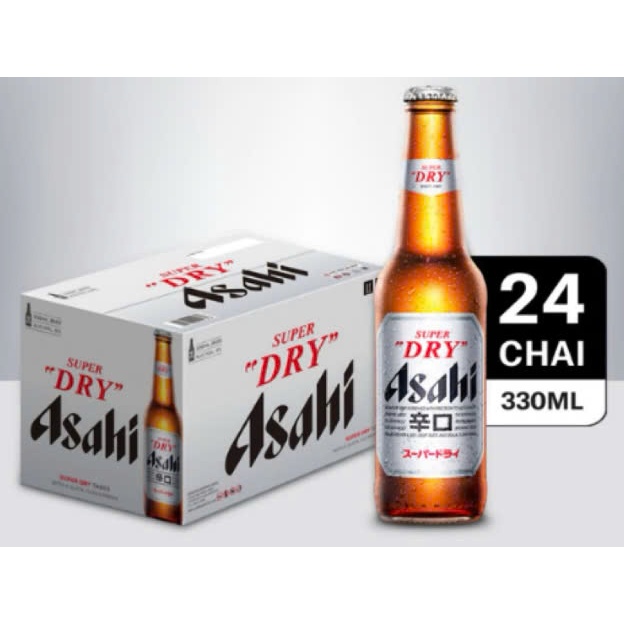 Bia Nhật Asahi Super Dry 330ml x 24 Chai (hàng nhập khẩu nguyên chai)
