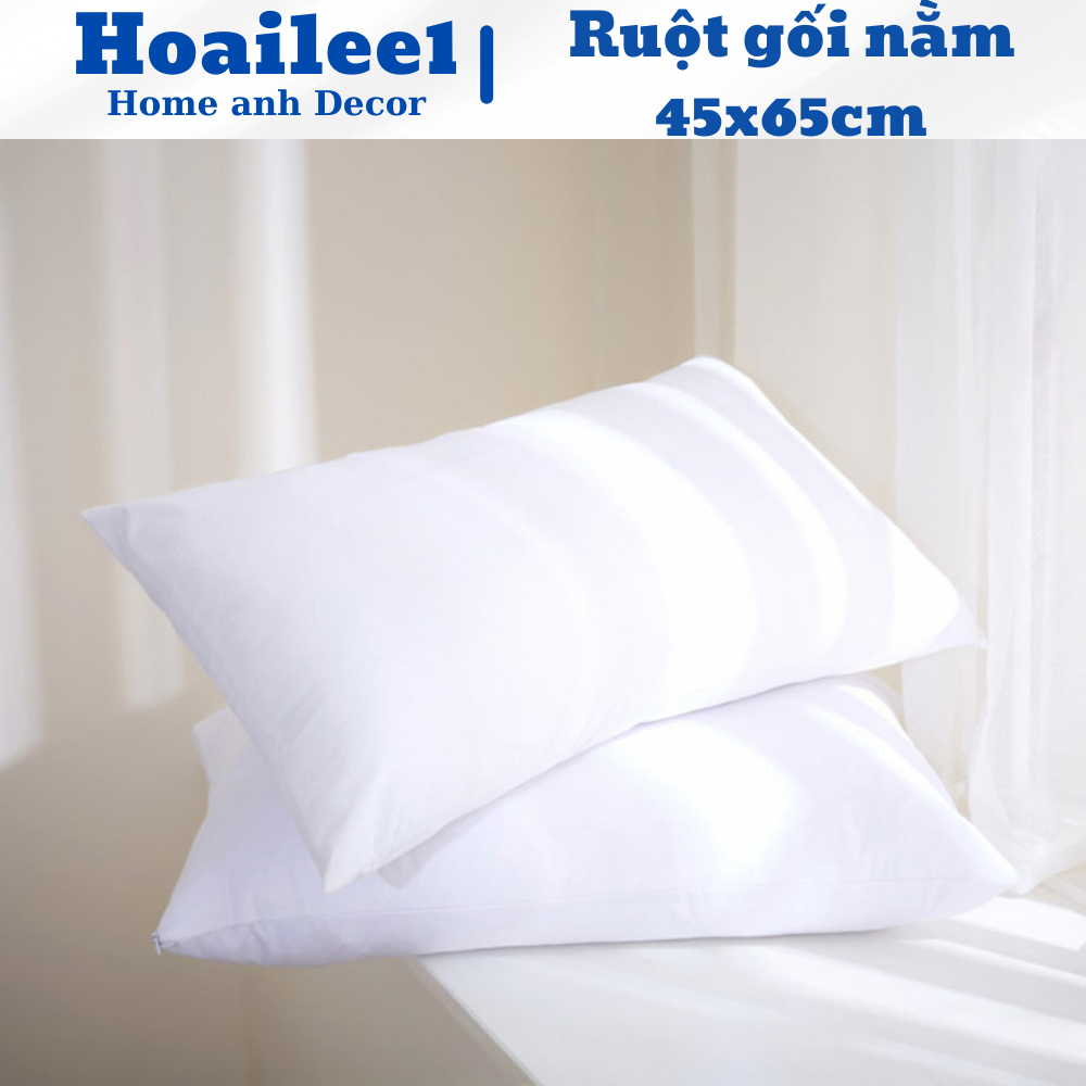 Ruột gối nằm Ruột gối đầu bồng gòn thường trắng có khóa kích thước 45x65cm
