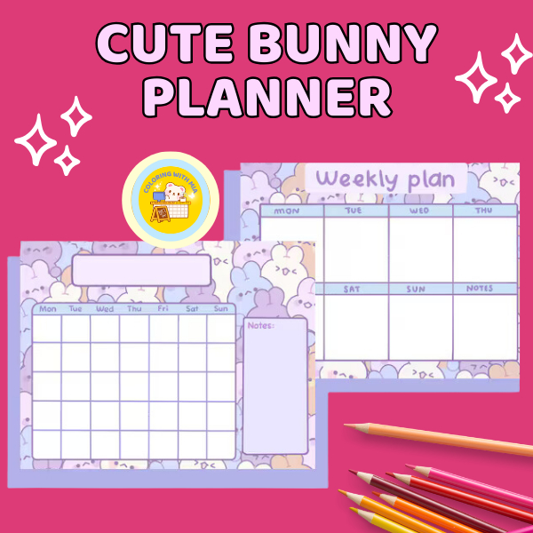 Combo planner cute dành cho các học sinh - Monthly planner, weekly planner size A4