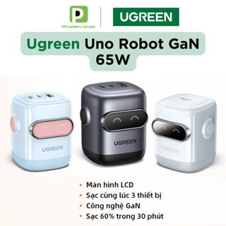 Ugreen Uno Robot GaN 65W Sạc Nhanh RG | sạc được laptop | cho iPhone 16 Pro Max S24 Ultra