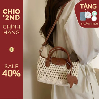  Túi xách nữ Chio'2nd túi đan tay len thủ công túi đi biển lưới đeo vai đeo chéo 