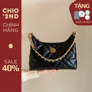 (sẵn) Túi xách nữ Chio'2nd size28 đen túi da quai xích đeo vai, túi đeo chéo đeo vai kẹp nách cầm tay, túi xách công sở