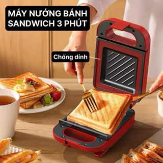 Máy nướng bánh sandwich siêu tốc chống dính, máy kẹp làm bánh hotdog, chiên trứng, nướng xúc xích chỉ trong 3 phút
