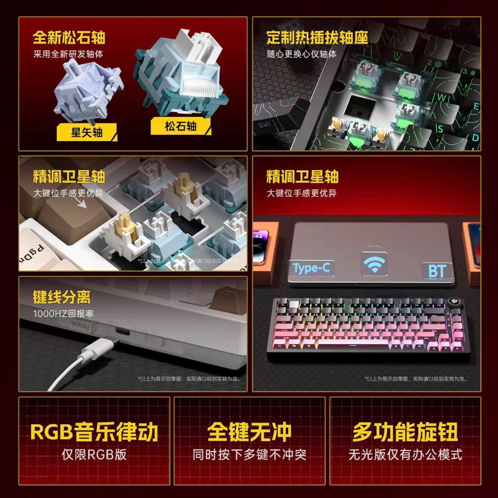 [Hoả Tốc]Bàn Phím Cơ Không Dây Leobog Hi75C Pro Nhôm CNC 3 Mode Led RGB Mạch Xuôi Âm Hifi-TTKeyboard | BigBuy360 - bigbuy360.vn