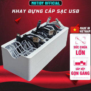  Khay Hộp Đựng Dây Cáp Sạc USB Bộ Chuyển Đổi MOTIDY MB63 Có 10 Ngăn Chứa 