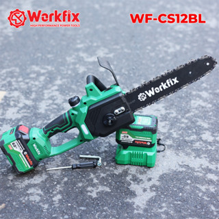 Máy cưa xích dùng pin WORKFIX WF-CS12BL Tra nhớt tự động, Chuyên cưa cây, cắt gỗ, Chân pin phổ thông