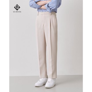 Quần Âu Nam Hàn Quốc QTHOUSE Thiết Kế Sidetab, Lưng Cao Dáng Baggy, Quần Tây Nam Công Sở Có Đai Chỉnh Eo QTA01