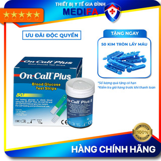 Hộp 50 que thử đường huyết On Call Plus, mỗi hộp 2 lọ 25 que thử chính hãng ACON