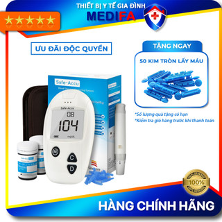 Máy đo đường huyết sinocare safe-accu chính hãng, bảo hành trọn đời, kèm bút chích máu, 25 que & 25 kim