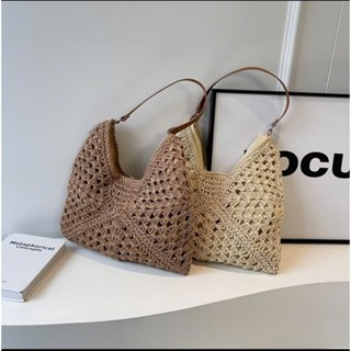  Túi Tote Nữ Ống Hút Dung Tích Lớn Vintage Kỳ Nghỉ Túi Đeo Vai Mọi Thứ Thường Ngày Túi Xách Thiết Kế Rỗng Túi Đi Biển Mùa 