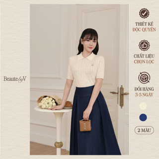 BEAUTEBYV - Áo len nữ mùa hè thêu logo độc quyền Jane