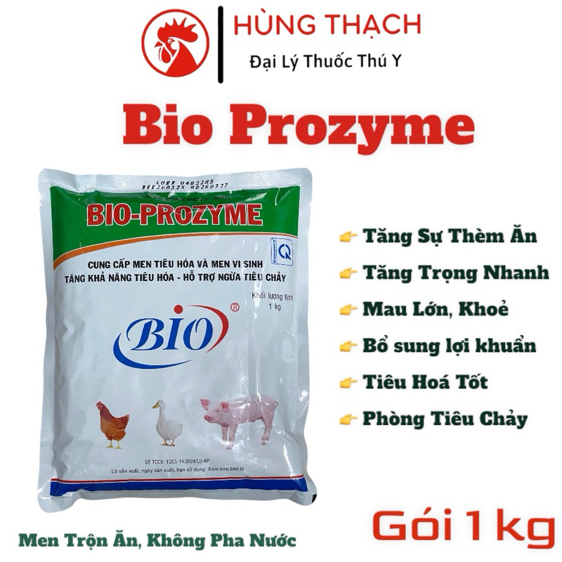 Men Tiêu Hoá Bio Prozyme 1kg men trộn ăn tăng trọng, mau lớn cho gà,vịt, heo, men vi sinh