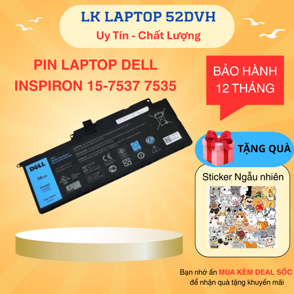 PIN DELL INSPIRON 15-7537 7535, 17-7737 F7HVR (ZIN) - 4 CELL MỚI 100%