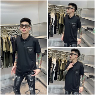 Áo Polo Nam SC PL04 Chất Vải Gai Họa Tiết Túi Da Mix Khóa Cổ Dệt Kim Thời Trang Nam Cao Cấp