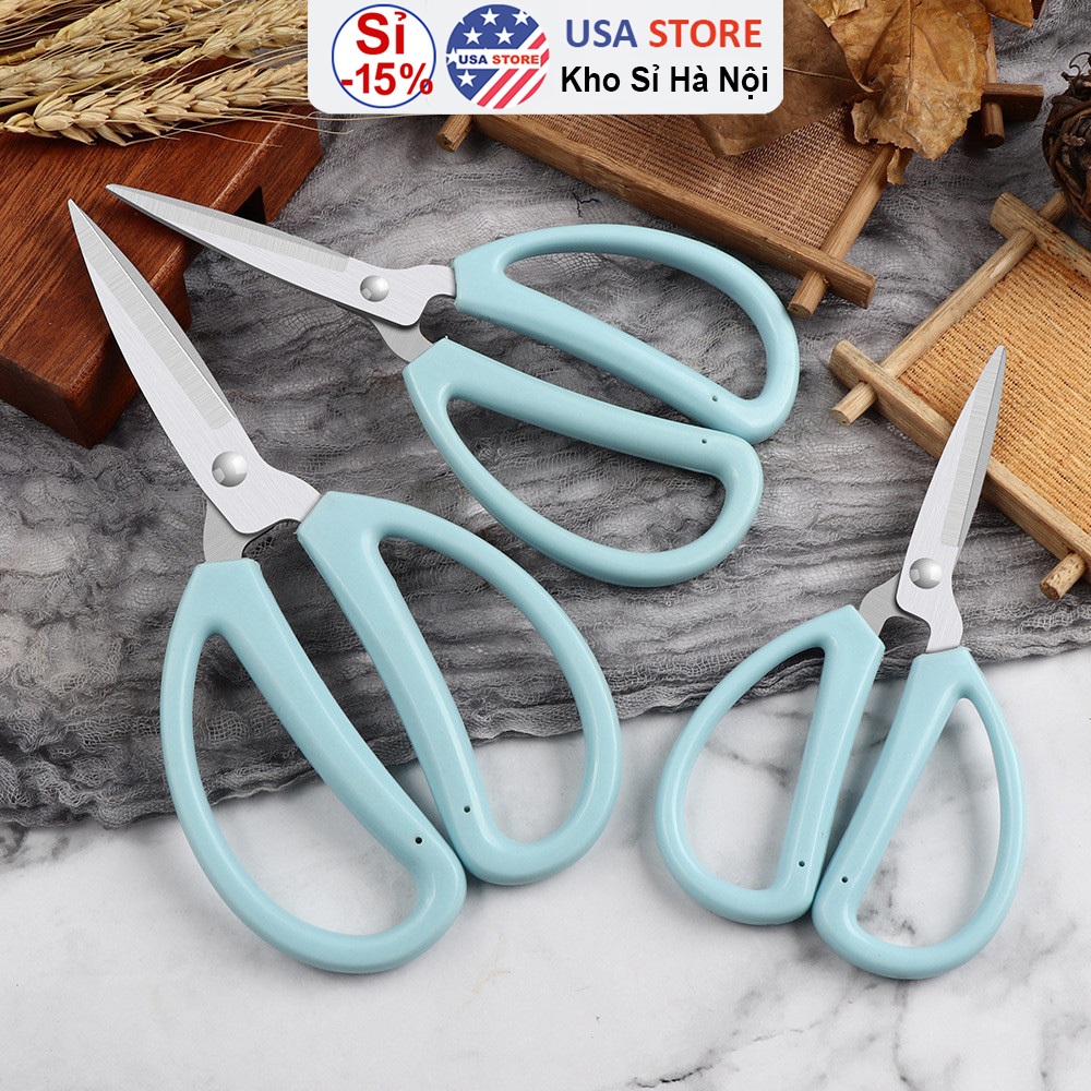 Kéo Cắt Văn Phòng, Cắt Vải, Cắt Đồ Ăn YJ21 Đỏ Nhà Bếp Lưỡi Thép Không Gỉ - 15.3Cm/20cm