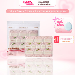 [HOẢ TỐC] Set Vỉ 8 Bông Mút Tự Xé AMORTALS Peach Farm chất liệu Rubycell cao cấp