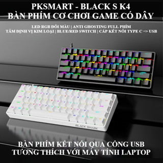 Bàn Phím Cơ Có Dây - PKSMART - BLACK-SHAR K4 - LED RGB Đổi Màu - Blue Red Switch - Anti-Ghosting - Cáp Typec Tháo Rời