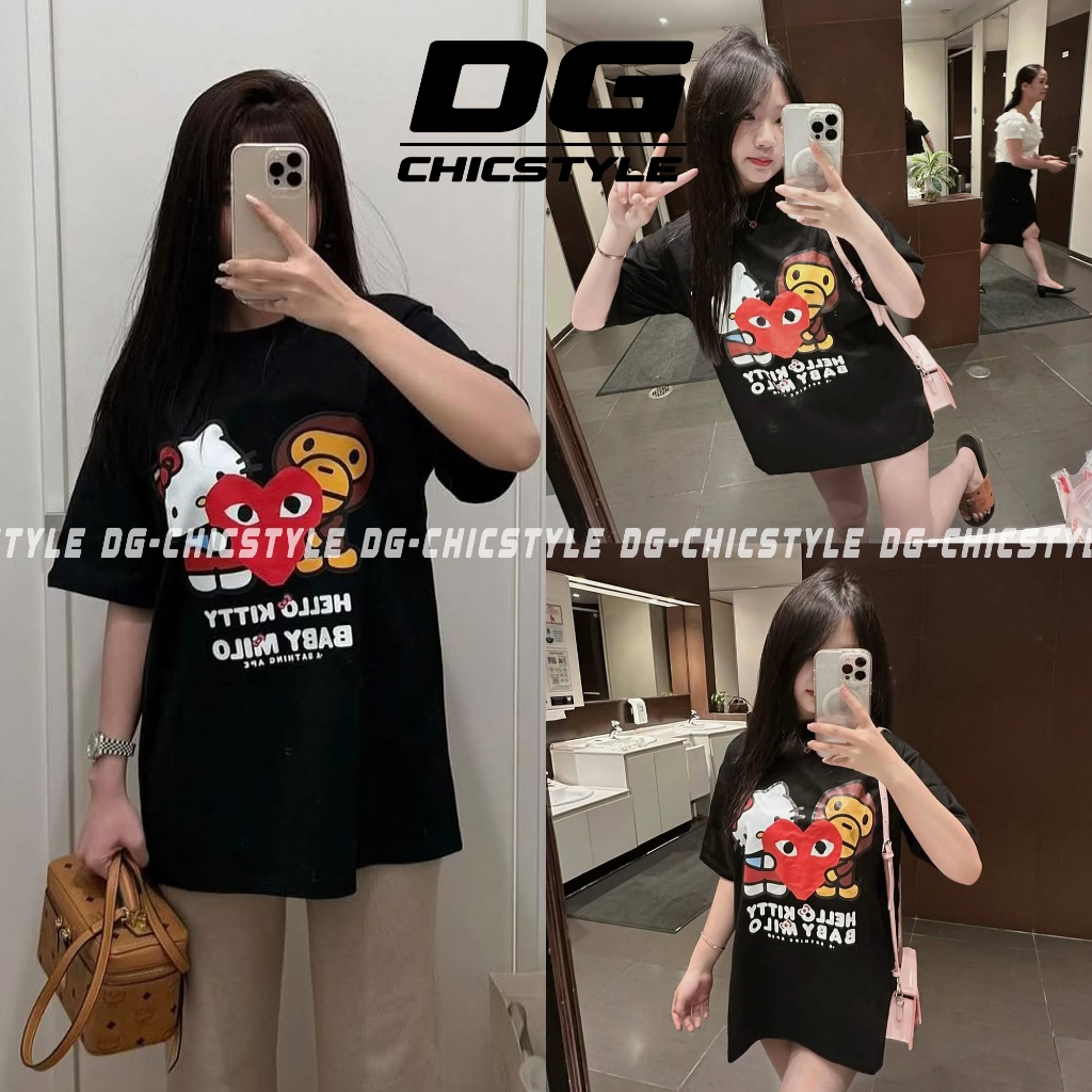 Áo Phông HELLO KITTY x BAPE "BABY MILO", Áo Thun Hellokitty Baby Milo Áo Thun Unisex Chất Áo 250g