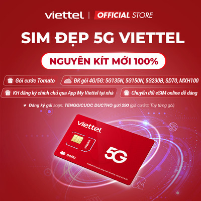 [Số Đẹp] Sim Viettel 5G Tomato Nguyên KIT Mới 100% - Đăng Ký Chính Chủ Qua App VT. ĐK SD90, 5G150N, 5G160B, MXH120