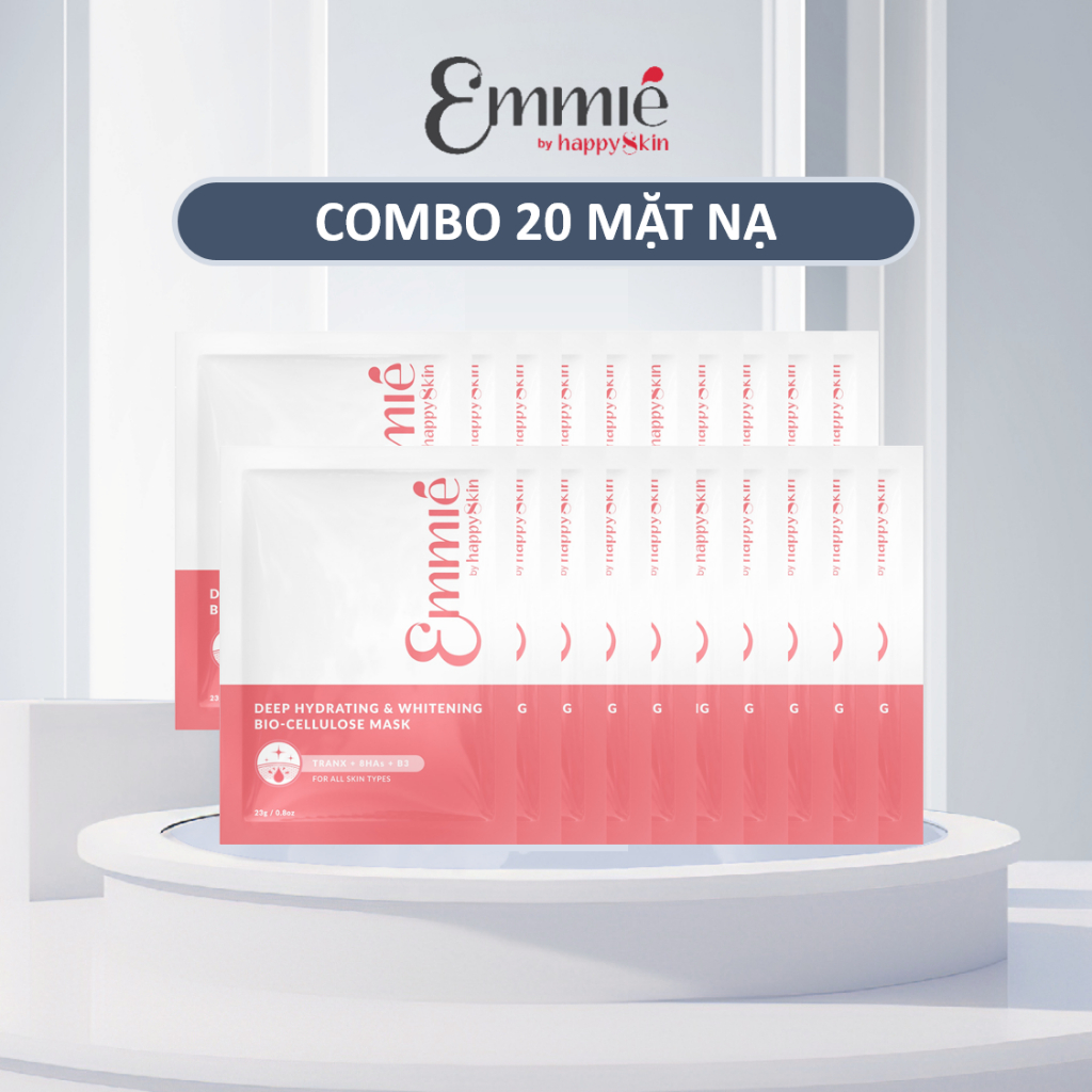 [SALE 55% - COMBO 20 MẶT NẠ 590K] Mặt nạ trắng da Emmie by Happy Skin sinh học dưỡng ẩm Tranexamic A