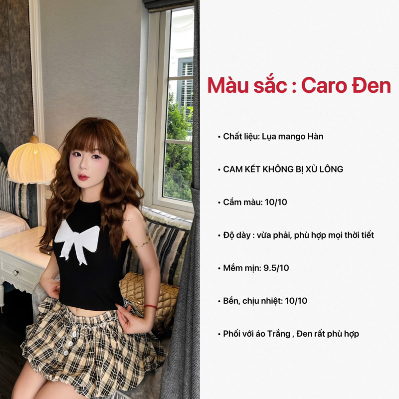 [ Hàng may kĩ - Siêu phồng]  CHÂN VÁY BÍ SỌC CARO ZULY CẠP THẤP , CHÂN VÁY BÍ PHỒNG | BigBuy360 - bigbuy360.vn