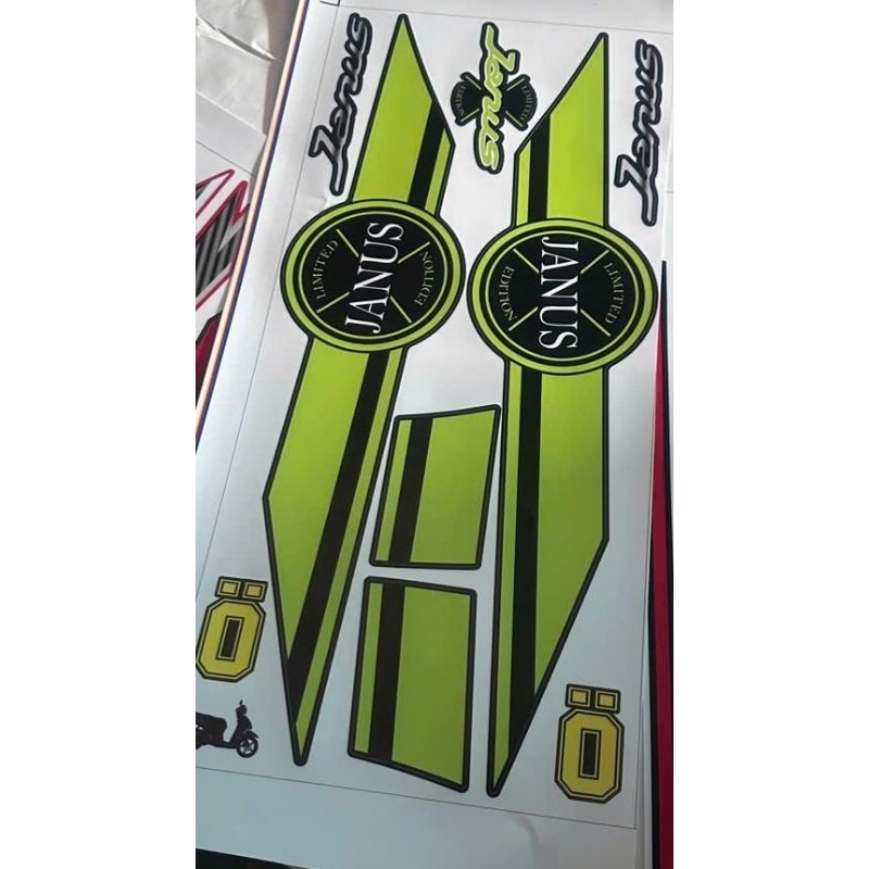 Tem rời dán xe janus xanh non xe đen