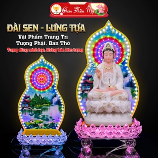  Đài Sen Lưng Tựa Có Đèn LED CHÂN THIỆN MỸ Để Tượng Phật Trang Trí Bàn Thờ 