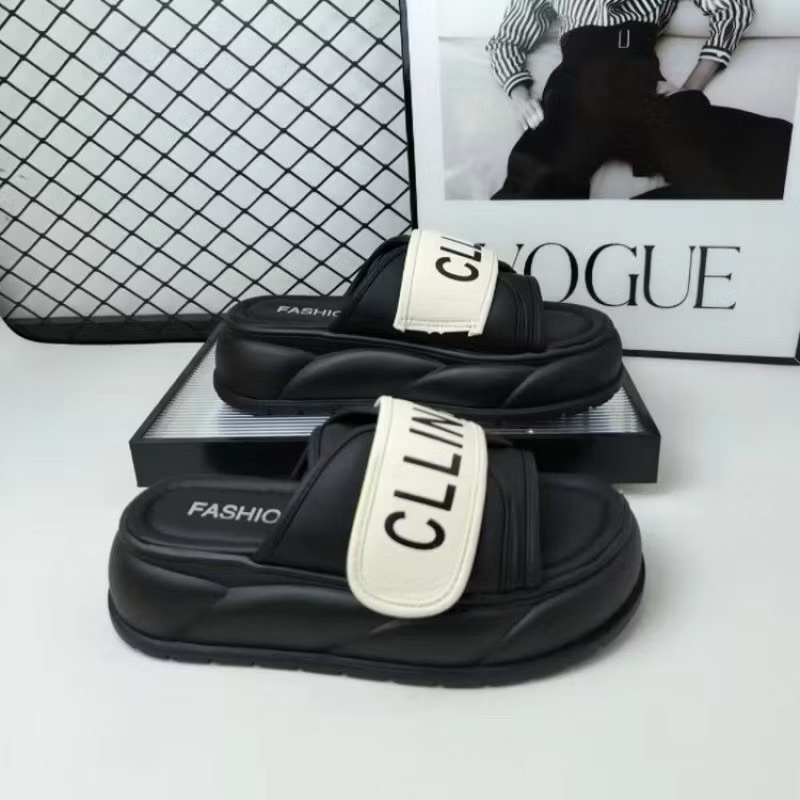 Dép nữ đế cao 4cm bánh mỳ quai dán 1 bản CLINE thời trang