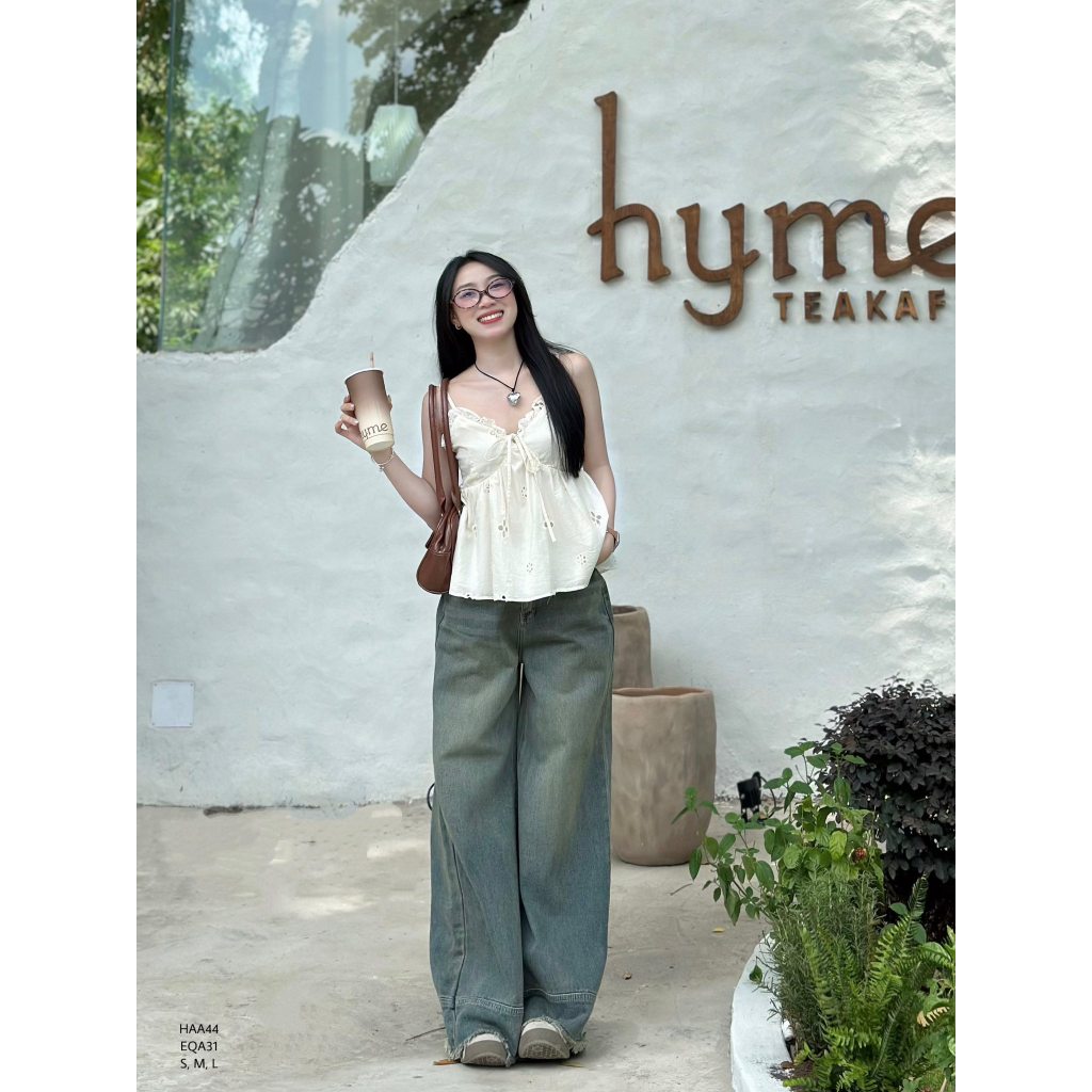 Áo kiểu xô thêu lổ 2 dây nơ ngực freesize CHIBEST HAA44 | BigBuy360 - bigbuy360.vn