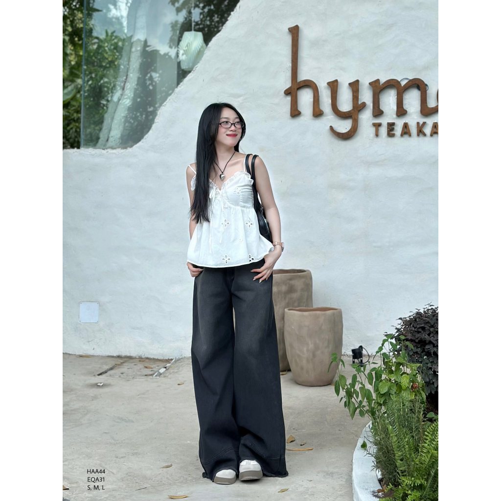 Áo kiểu xô thêu lổ 2 dây nơ ngực freesize CHIBEST HAA44 | BigBuy360 - bigbuy360.vn