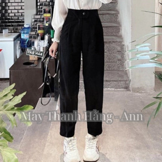 Quần Tây Baggy Nữ (Nấm Lùn&Big Size)Đen Lưng Cao Form Đẹp – Không Nhăn,Vải Dày Mịn,Lưng Cao,Tôn Dáng, HọC Sinh, Công Sở