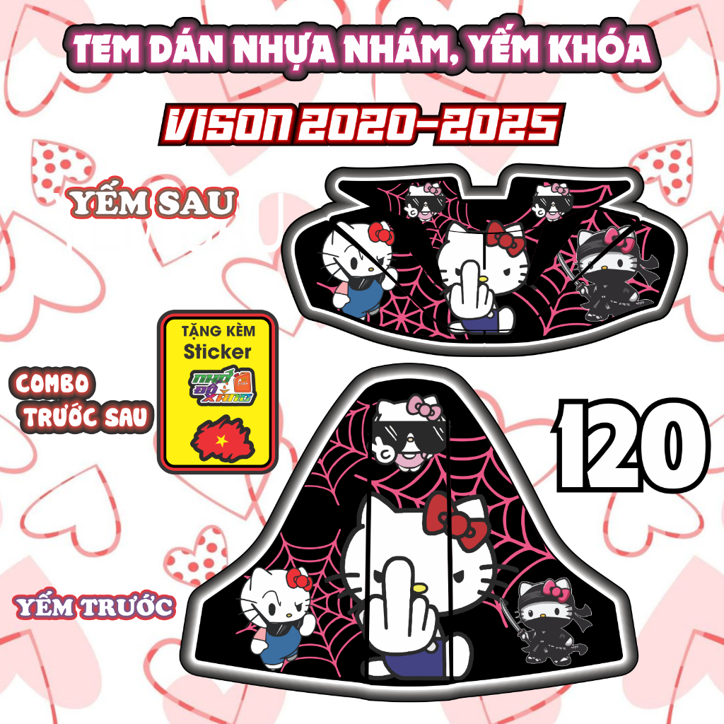 Combo Tem Dán Yếm Khóa VISION 2020-2025 hello kitty Tom And Jerry Nhãn Dán sticker