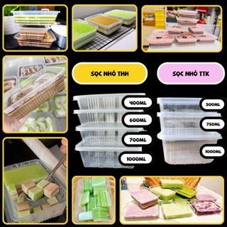   Sỉ Hàng đẹp  100 50 hộp nhựa chữ nhật sọc nhỏ trong suốt chịu nhiệt tốt đổ rau câu ngàn lớp đựng thạch 