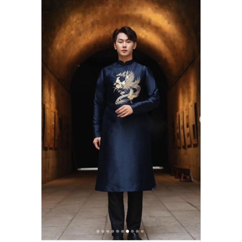 Áo dài nam cách tân nam big size thiết kế thêu đẹp cao cấp (50- 105 kg)