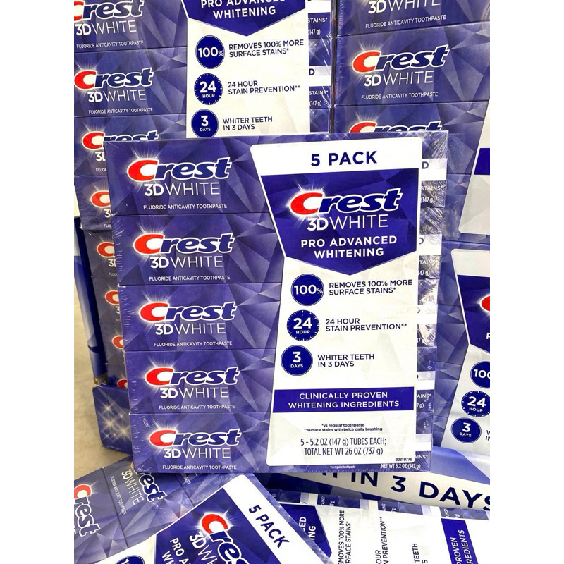 💙💎[HSD 06/2027]  Kem đánh răng Crest 3D White Advanced Whitening 147g — đem đến cho bạn nụ cười toả 