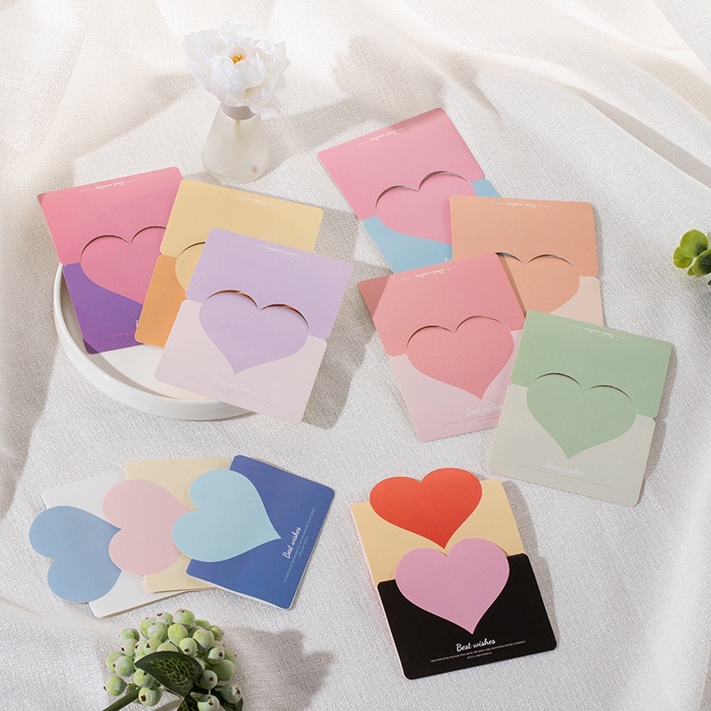 Thiệp sinh nhật sang trọng hình trái tim làm quà tặng màu pastel dễ thương PQ Leather P5