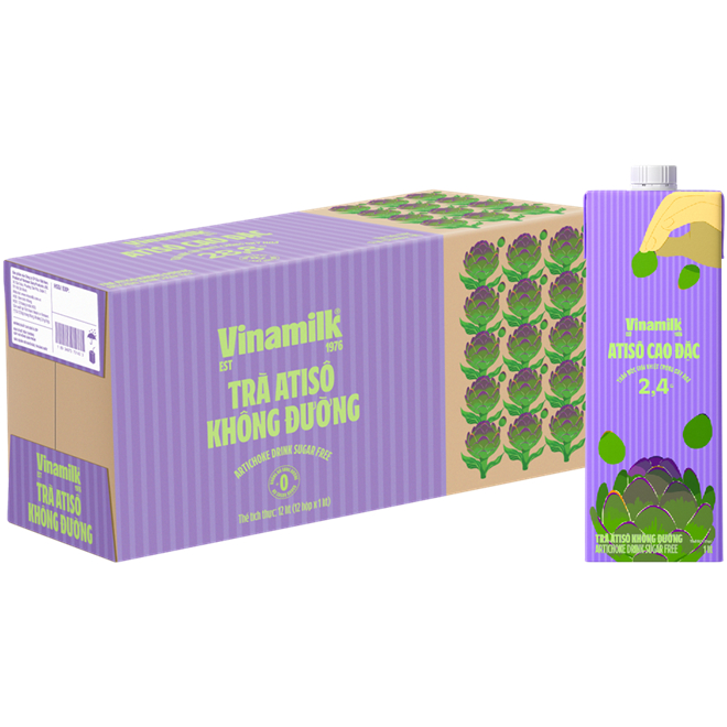 Trà atiso không đường VINAMILK atiso cao đặc hộp 1 lít - 2.4g thảo mộc giải nhiệt chống oxy hóa