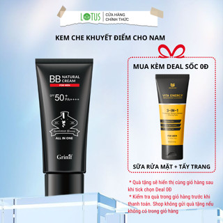 Kem che khuyết điểm cho nam giới, chống nắng hoàn hảo, không lộ vân kem Grinif Natural BB Cream for Men 50ml