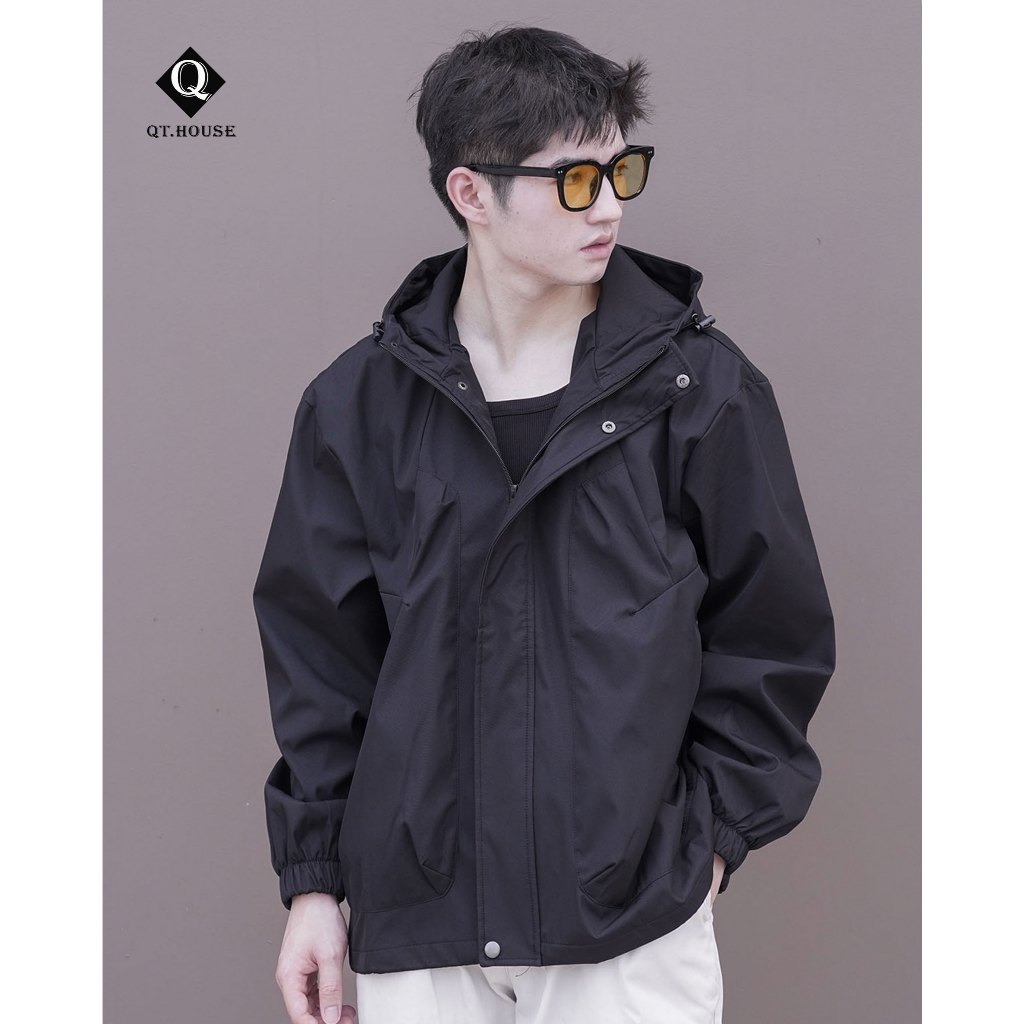 Áo Khoác Gió Có Mũ Qthouse Áo Khoác Gió Dù Thiết Kế 2 Lớp Chống Nước Form Jacket Unisex QTAK07
