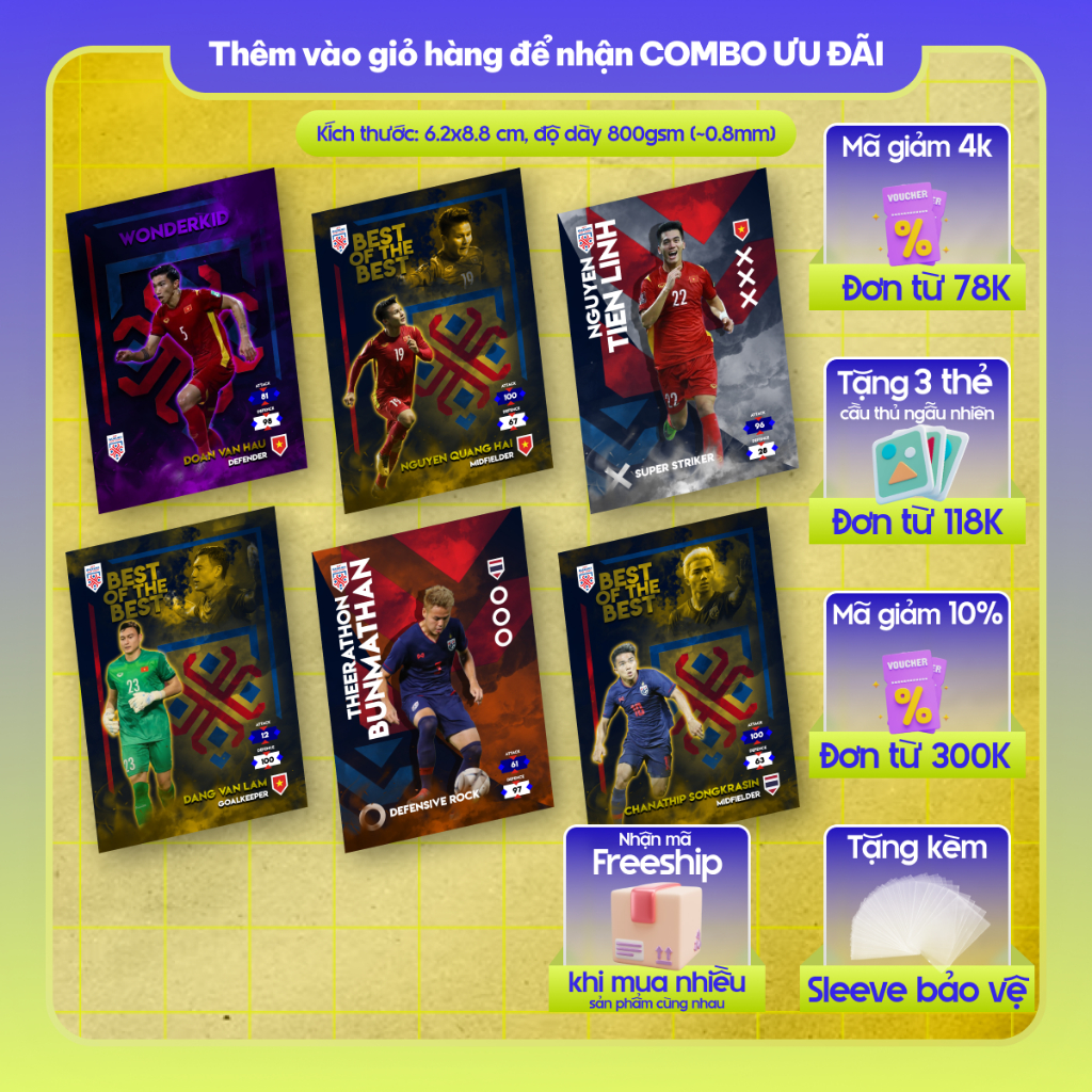 21-22 AFF CUP | Thẻ cầu thủ bóng đá SKYLLECTA | Park Hang Seo Quang Hải Văn Lâm Trọng Hoàng Văn Hậu 