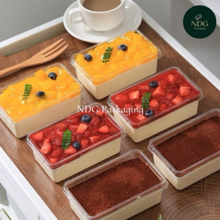  Set 50–100 Hộp Nhựa Chữ Nhật 400ml – Kèm Nắp Đựng Bánh Tiramisu Mousse Bánh Lạnh  JY1250  