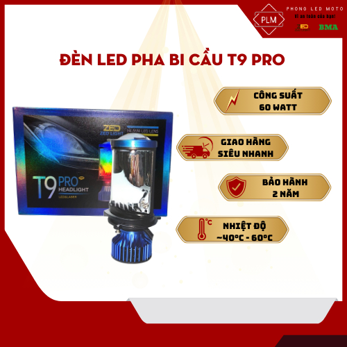 Đèn Pha Bi Cầu Siêu Sáng T9 PRO 45W nhiệt màu 6000K Đèn Led Xe Máy  Phong LED MOTO - BH 24 tháng