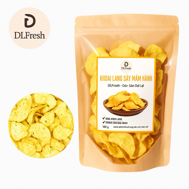 Khoai Lang Sấy Mắm Hành DLFresh 200g – Snack Giòn Rụm, Đặc Sản Đà Lạt, Ăn Vặt Ngon